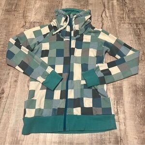 Warehouse Teal and White Zip Up Sweater
